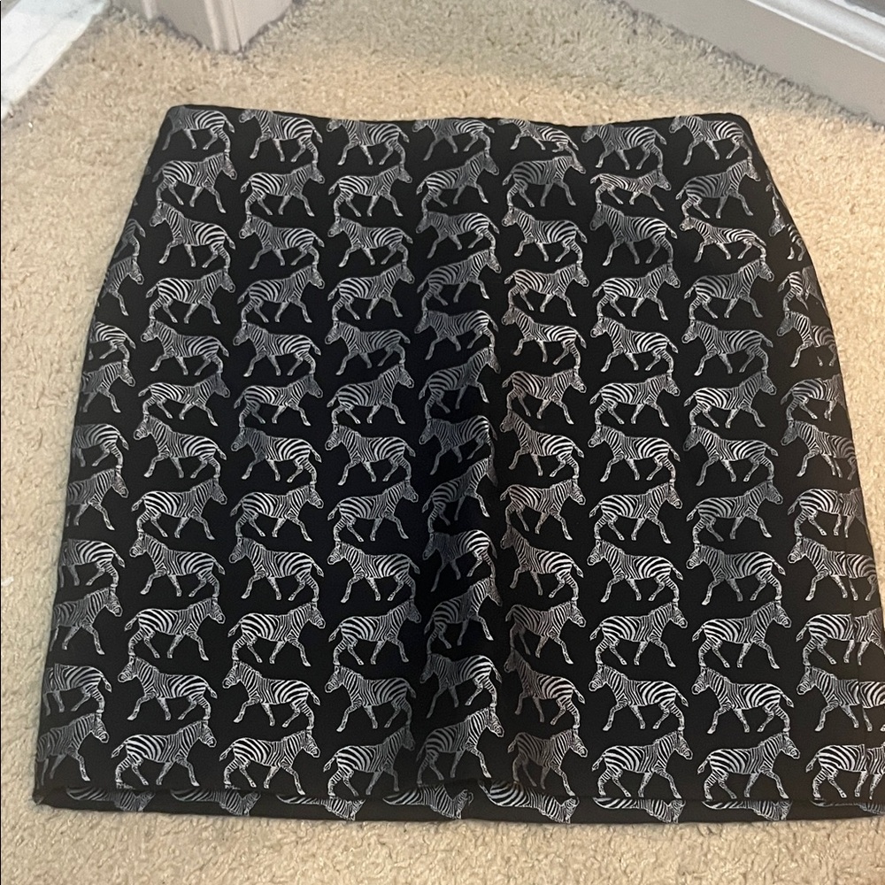 J. Crew Black and White Zebra Pattern Mini Skirt